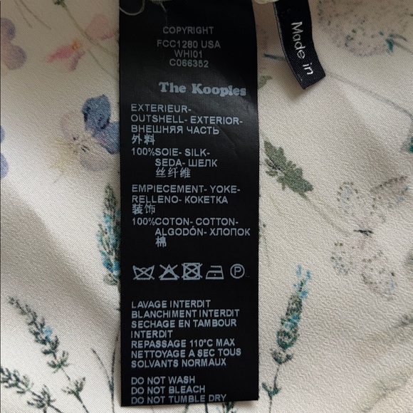 The Kooples Floral Button-Up Blouse in Ivory size XXS  ( fits a S) runs large - Picture 8 of 8